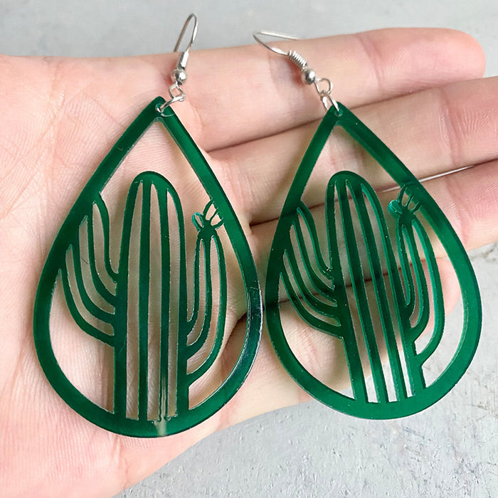 Green Sunflower Acrylic Earrings