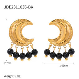 Stainless steel black agate vintage earrings exaggerated earrings titanium steel earrings