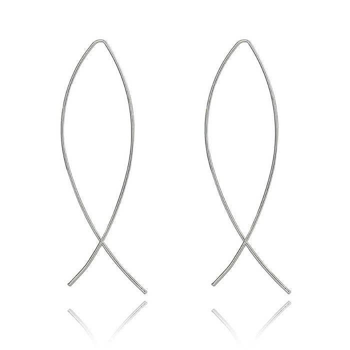 Simple cross metal earrings geometric line earrings