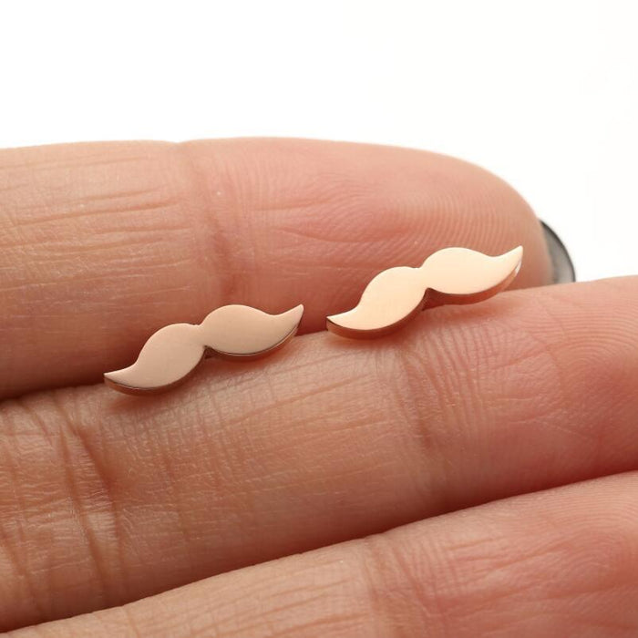 Mustache Stainless Steel Stud Earrings - Fun and Stylish Hip-Hop Jewelry