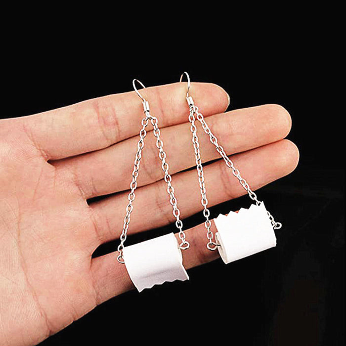 Toilet paper roll earrings creative funny European and American style personality ear hooks