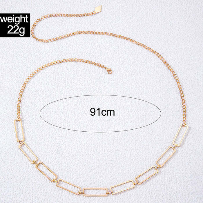 Geometric metal niche simple single layer waist chain