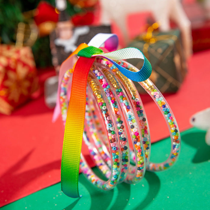 Colorful rice beads organza large bow bracelet fashion hand jewelry