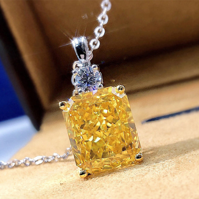 Yellow diamond ice flower cut women's necklace jewelry