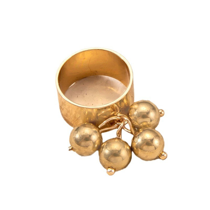 French retro gold geometric sphere creative simple single versatile ring