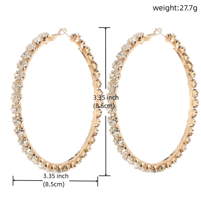 Exaggerated Rhinestone Hoop Earrings - Sparkling Large Dangles for a Chic Look