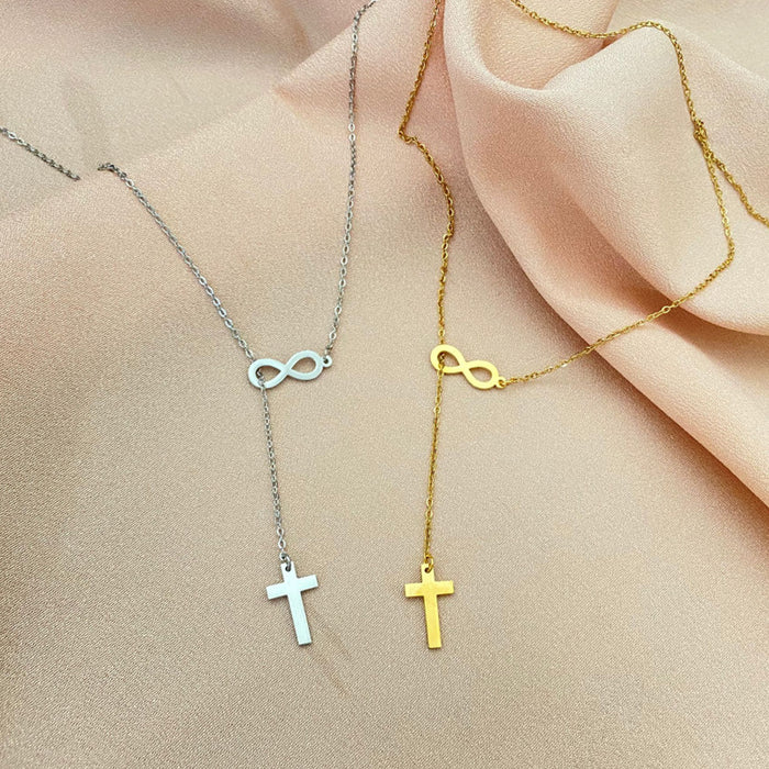 Double pendant necklace, cross-border Amazon source geometric cross clavicle chain female ins style