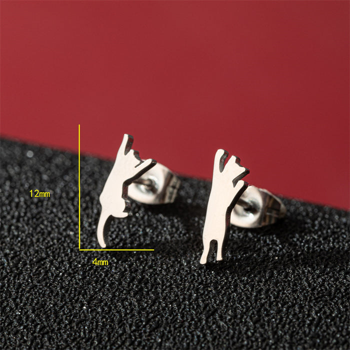 Mini Cat Paw Stainless Steel Stud Earrings - Adorable Pet Jewelry for Animal Lovers