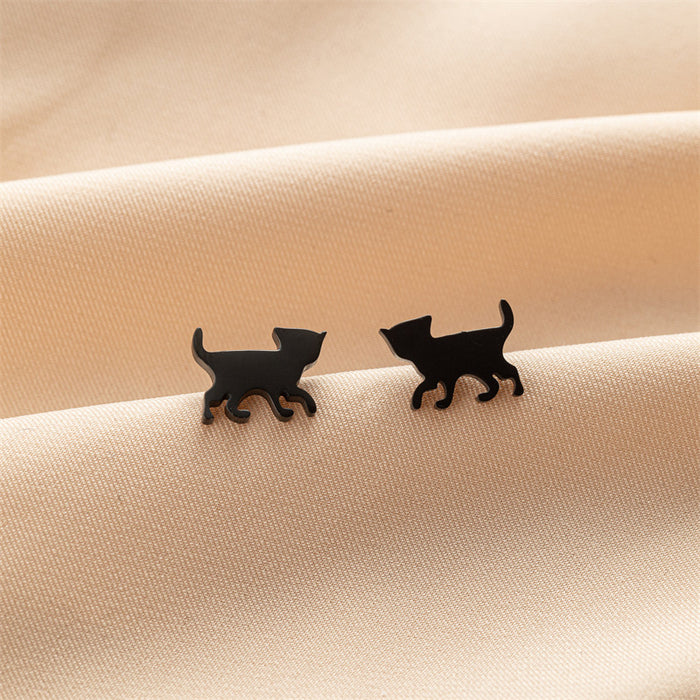 Mini Cat Paw Stainless Steel Stud Earrings - Adorable Pet Jewelry for Animal Lovers