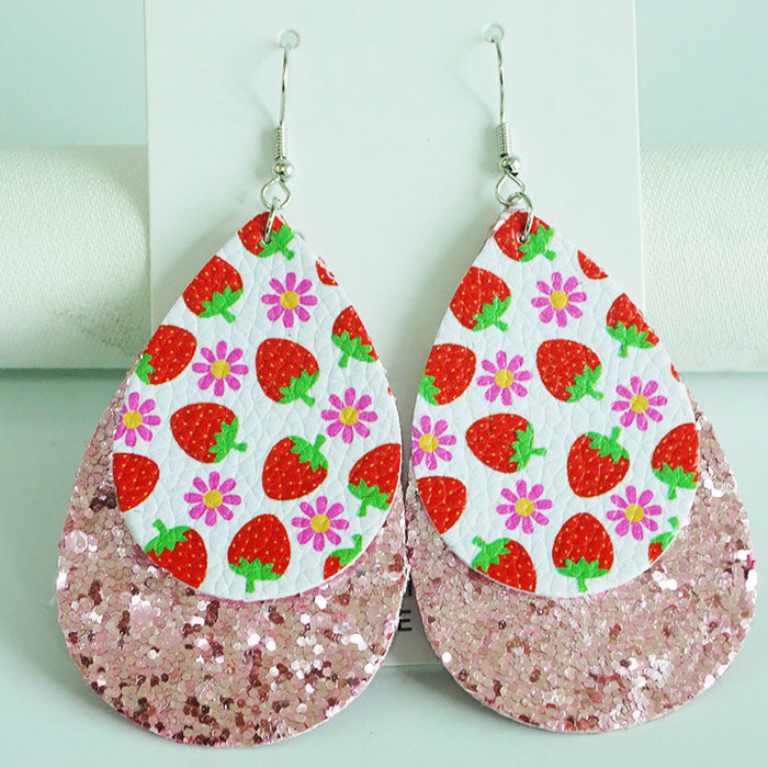 Summer Fresh Leather Earrings with Turtle, Watermelon, and Flamingo Designs