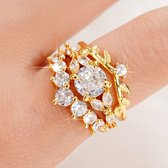 Anillo de diamantes con engaste sencillo, estilo retro de estilo británico