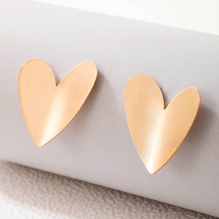 Gold Heart Earrings Geometric Heart Earrings