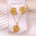Wholesale 304 stainless steel hydraulic gold-plated earrings and necklace sets - wallojewerly 