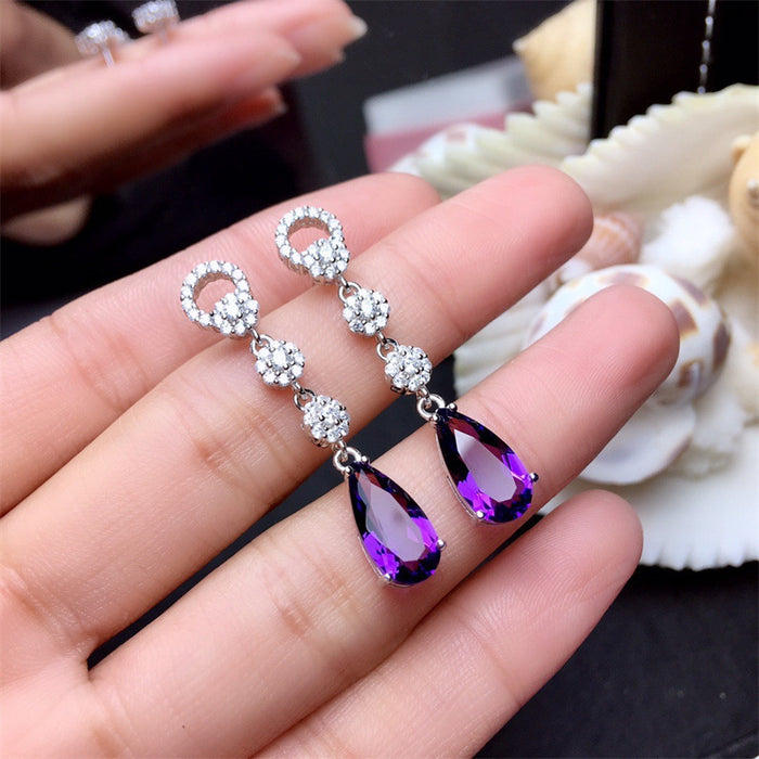 Amethyst and zircon earrings