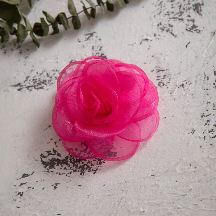 Colorful Rose and Camellia Hair Clips - Korean-Style Fabric Flower Hairpins