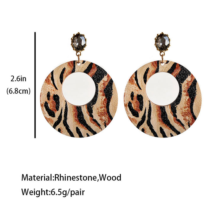 Wooden leopard print earrings