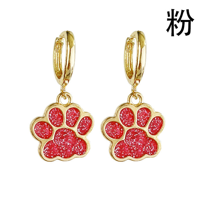 Sporty Colorful Hoop Earrings with Football and Bear Paw Designs