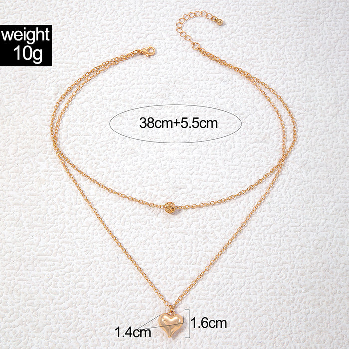 Double Layered Heart Pendant Necklace - Elegant and Trendy Jewelry for Women