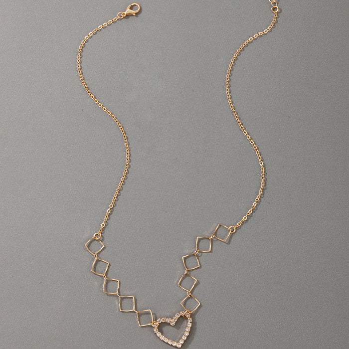 Collar con colgante de corazón geométrico para mujer: pieza llamativa y de moda con estilo INS