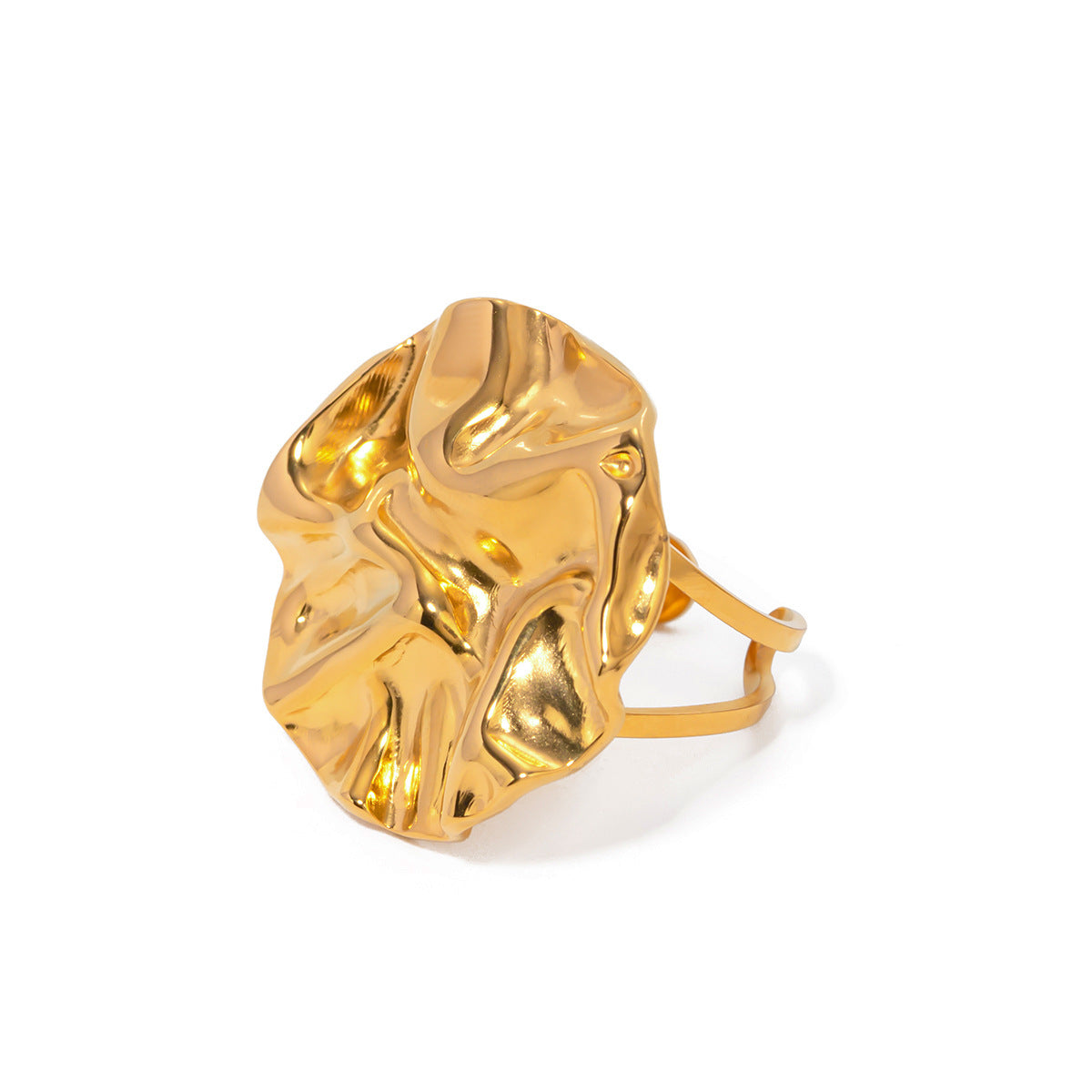 Textured 18K Gold Plated Stainless Steel Ring - Elegant and Fashionable