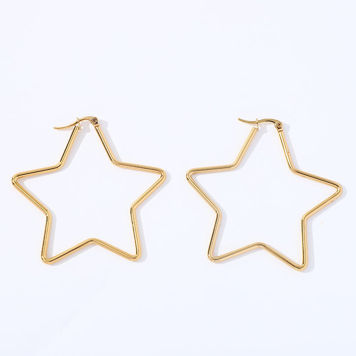 Five-pointed star earrings trendy titanium steel earrings