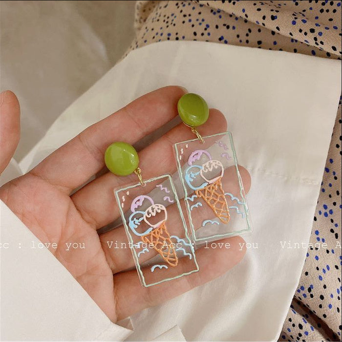 Colorful acrylic earrings Korean version dog flower earrings