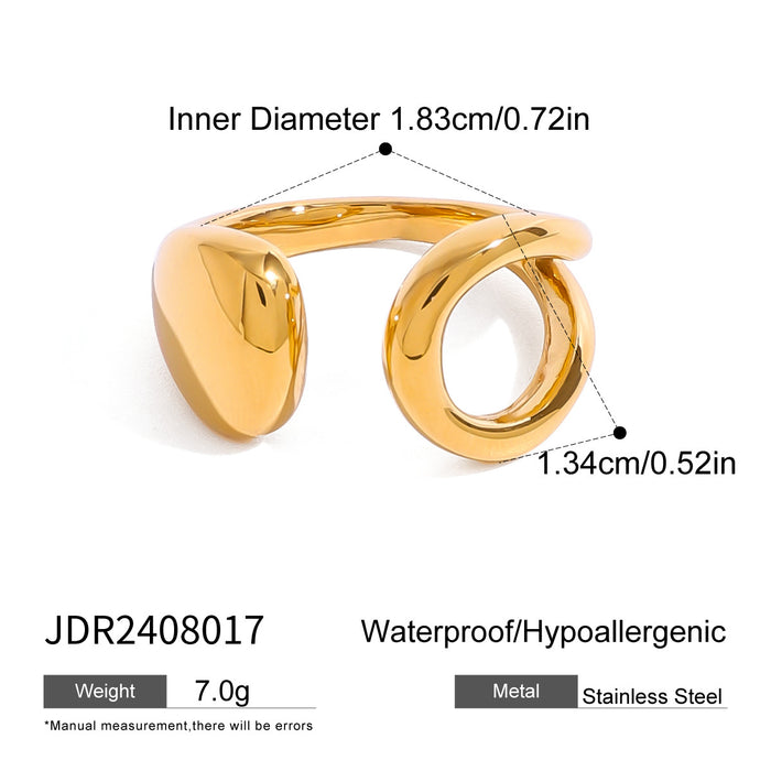 Stainless steel 18k gold open hollow ring