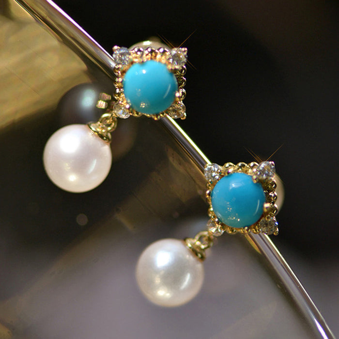 Imitation pearl earrings palace style earrings