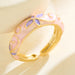 Wholesale colored enamel dripping round irregular flower bud opening rings - wallojewerly 