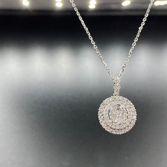 Creative hollow multi-layered ring pendant necklace, full diamond zircon clavicle chain