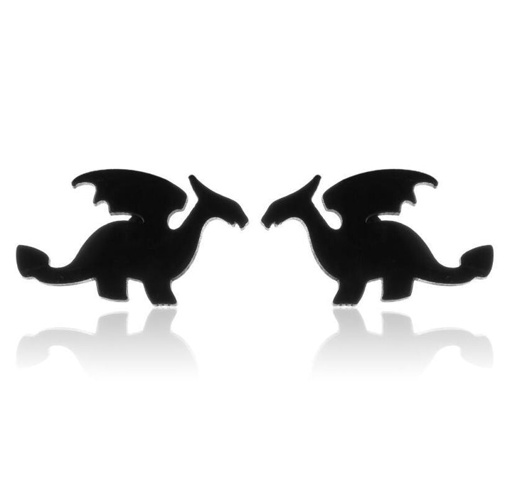 Dinosaur Stainless Steel Stud Earrings - Fun and Creative Jewelry with a Playful Design