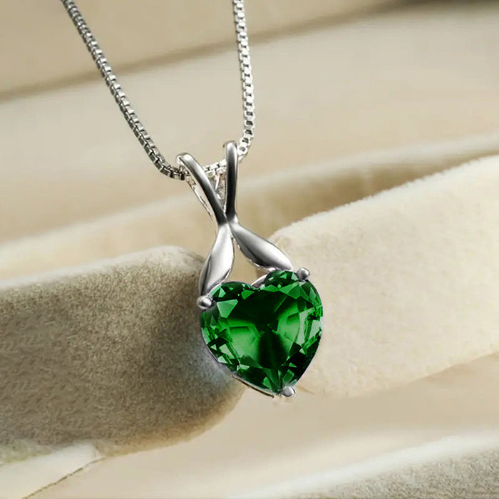 Heart Pendant Necklace Simple Floral Chain Necklace