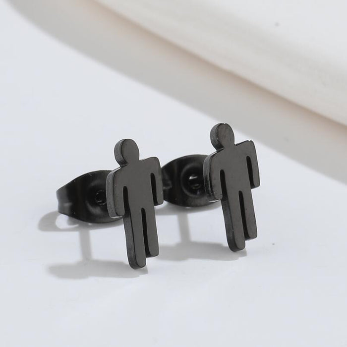 Cartoon Character Stainless Steel Stud Earrings - Cute and Fun Jewelry for Couples