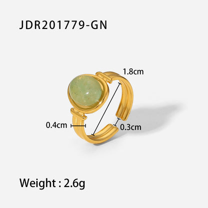 18K Gold Stainless Steel Round Zircon Ring with Weave Design