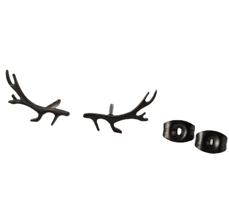 Antler Stainless Steel Stud Earrings - Sweet and Simple Deer-Inspired Jewelry