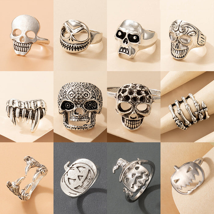 Halloween skull punk hip-hop zodiac ring