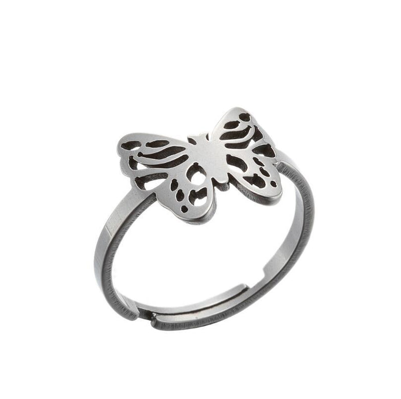 Anillo de árbol de la vida con forma de mariposa, venta al por mayor de anillos de animales pequeños japoneses y coreanos para gatos