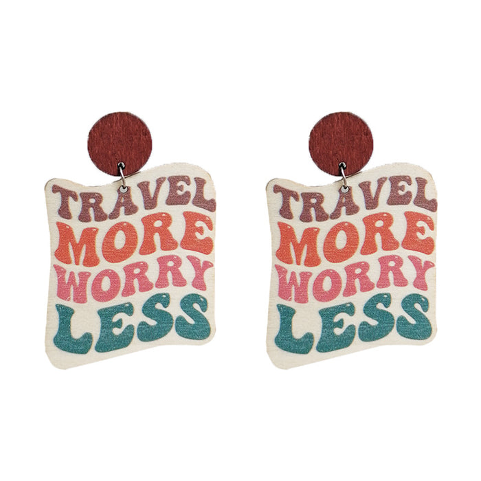 Wooden letter earrings