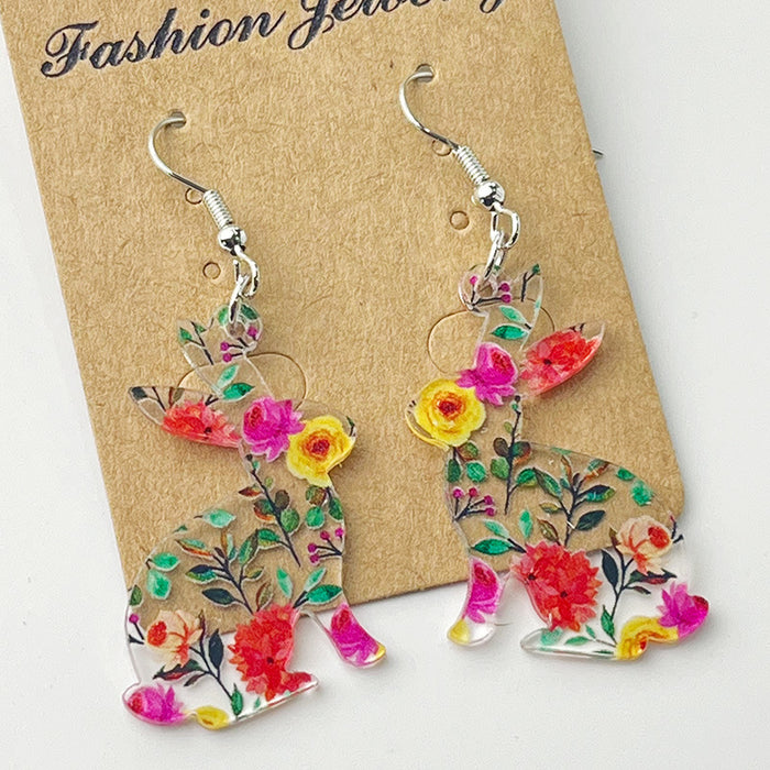 Colorful Animal Earrings with Butterfly, Rabbit, Cat, and Dog Designs