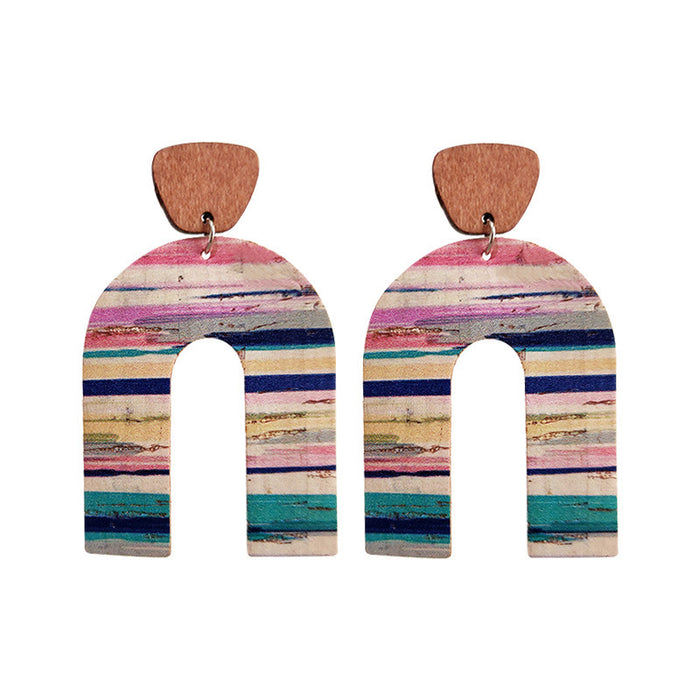 Wooden U-shaped earrings