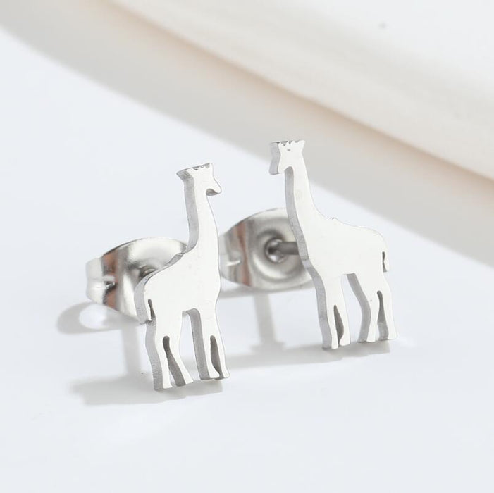 Giraffe Stainless Steel Stud Earrings - Sweet and Playful Animal Jewelry