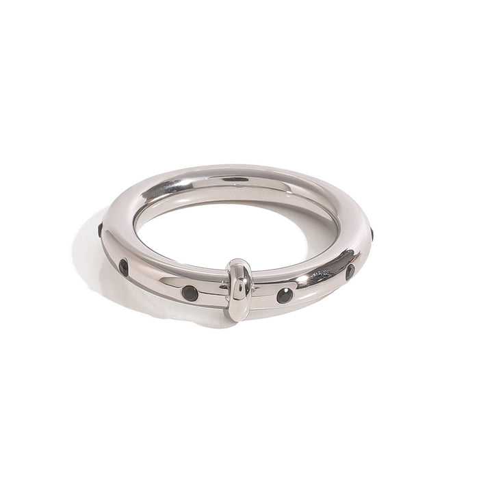 Stainless steel rhinestone plain ring