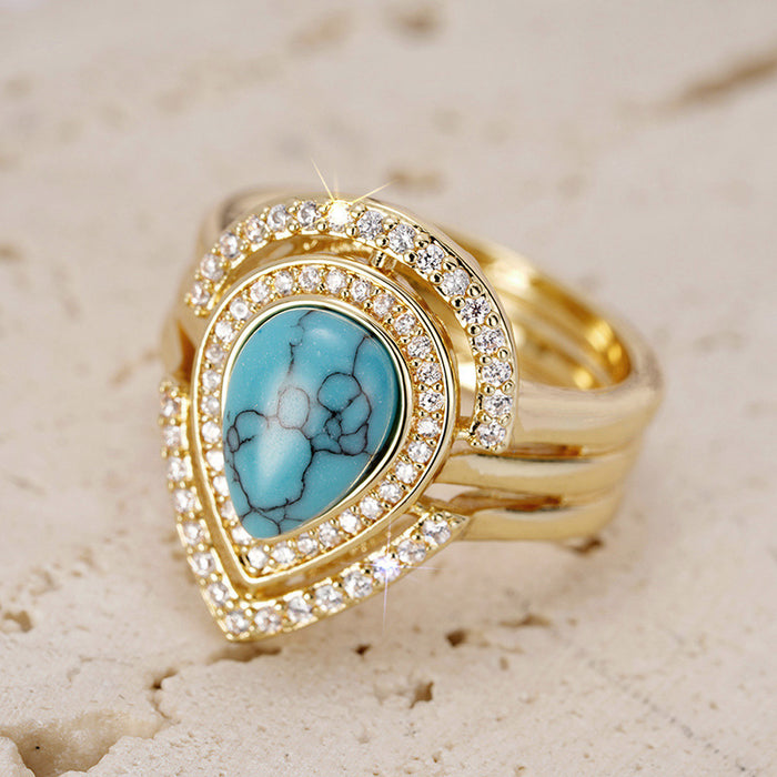 Bohemian style ring fashion water drop retro ring