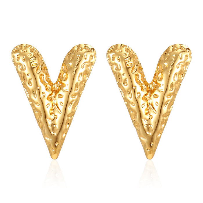 Titanium steel stripe stainless steel earrings light luxury temperament 18K gold wholesale