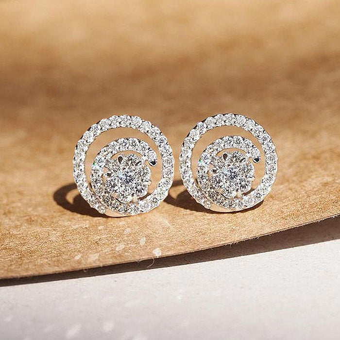 Hollow small disc zircon earrings personality earrings