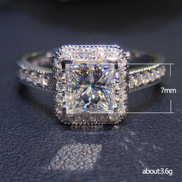 Classic geometric square diamond ring for women