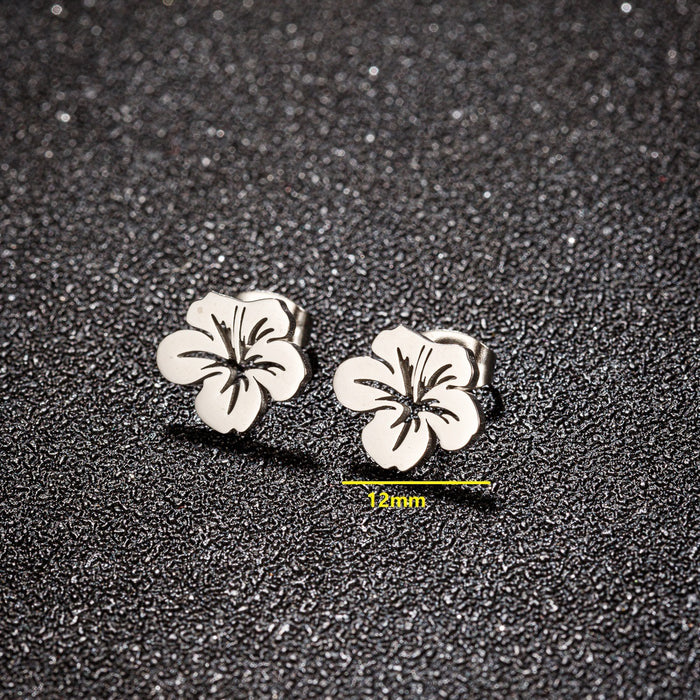 Flower earrings, cross-border new fashion temperament stainless steel hollow small fresh simple earrings wholesale