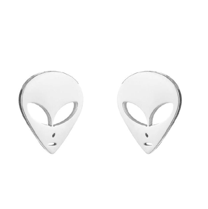 Alien Cartoon Stainless Steel Stud Earrings - Fun and Creative Asymmetric Jewelry