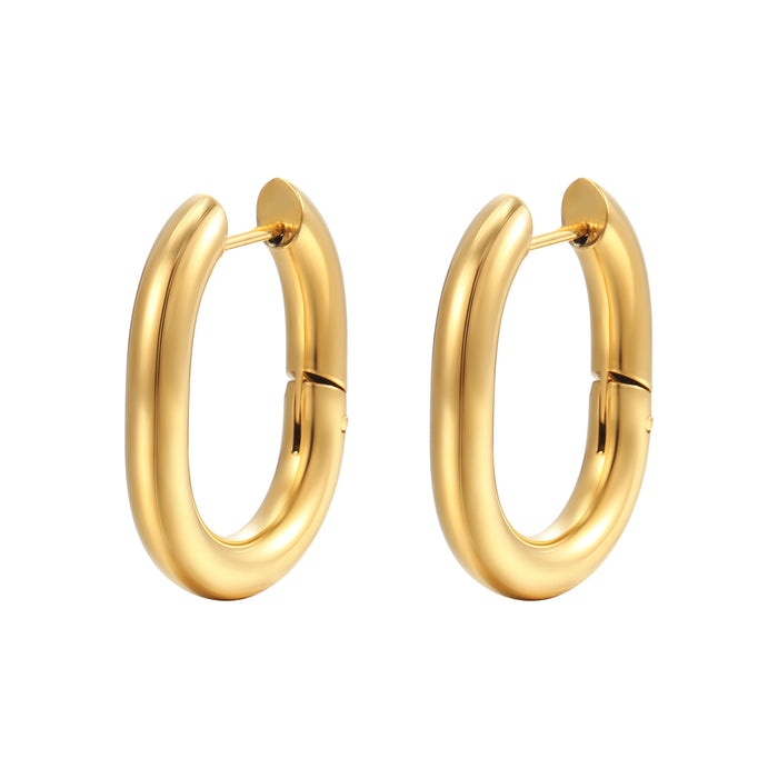 Pendientes sencillos en forma de U Pendientes de acero de titanio bañados en oro de 14K