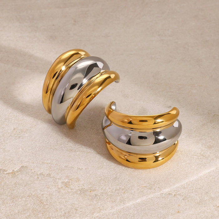 Stainless steel color matching double C earrings niche earrings titanium steel color retention